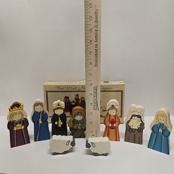 Target Vintage Wooden Nativity Set Cut Wood Folk Art Christmas Figurines Set - Picture 4 of 8